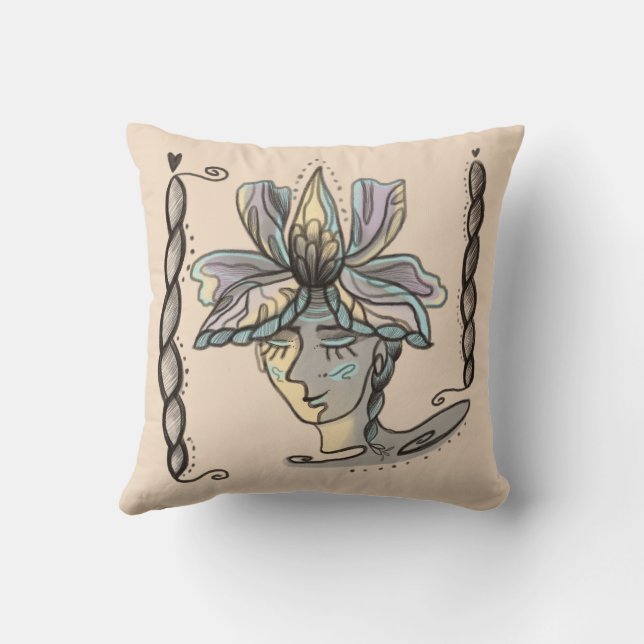 Coussin Portrait floral abstrait (Verso)