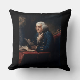 Coussin Portrait miniature de Benjamin Franklin à la Maiso