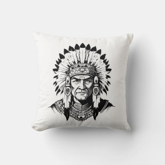 Coussin Portrait of a Native American old Chief