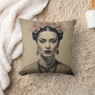 Coussin Portrait vintage Frida Kahlo