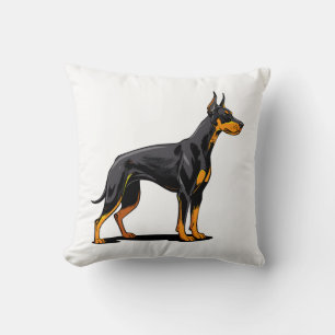 Coussin Portraits d'un chien Doberman tête vue de face