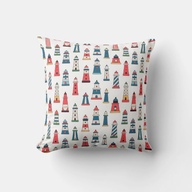 Coussin Portuguese Lighthouse Pattern Throw Pillow – Coast (Recto)
