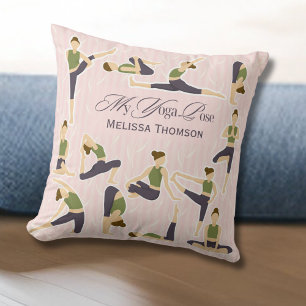Coussin Pose de yoga rose Abstrait Boho
