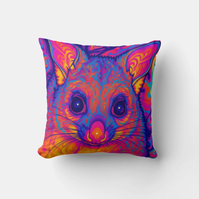 Coussin possums australien psychédélique à queue touffue (Recto)