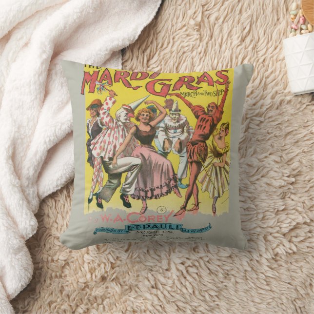 Coussin Poster Antique Jaune Mardi Gras (Couverture)
