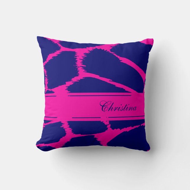 Coussin Poster de animal de mode rose et bleu nommé coussi (Recto)