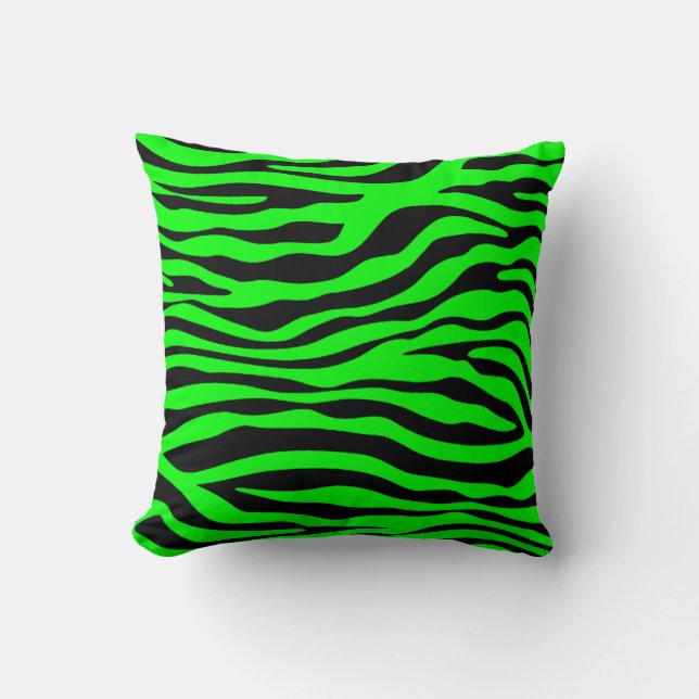 Coussin Poster de animal électrique vert Zebra Stripes (Recto)