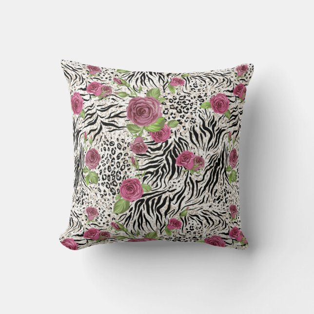 Coussin Poster de animal et Rose (Recto)