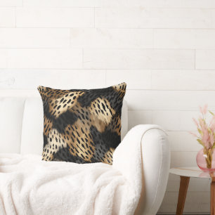 Coussin Poster de animal Leopard Black Gold Cream
