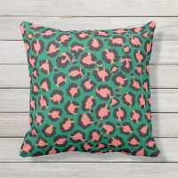 Poster de animal Léopard vert rose corail moderne