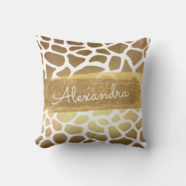 Coussin Poster de animal or et blanc avec Parties scintill (Recto)