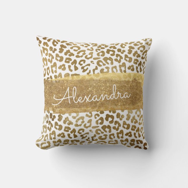 Coussin Poster de animal or et blanc avec Parties scintill (Recto)