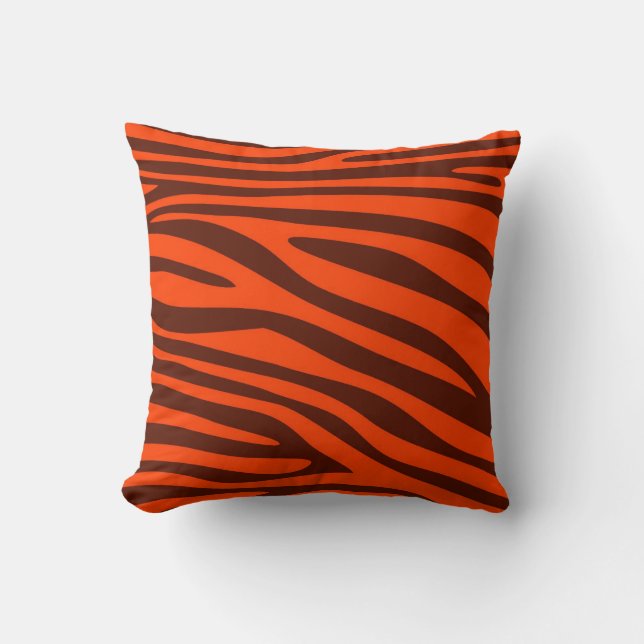 Coussin Poster de animal peau orange et Brown de Zebra (Recto)