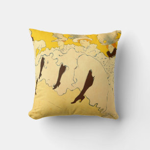 Coussin Poster de la fille dansante Jaune Toulouse Lautrec