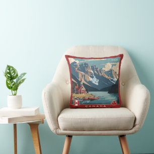 Coussin Poster de voyage sur mesure Monogramme Canada