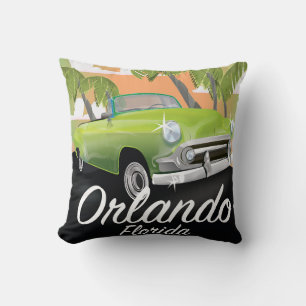 Coussin poster de voyage vintage Orlando Florida