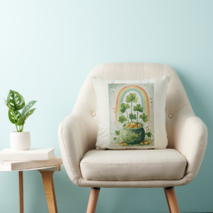 Coussin Pot de Gold et Arc-en-ciel Vintage