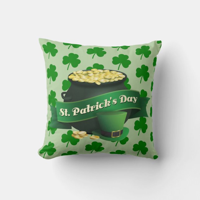 Coussin Pot du jour de St Patrick d'or chanceux (Recto)