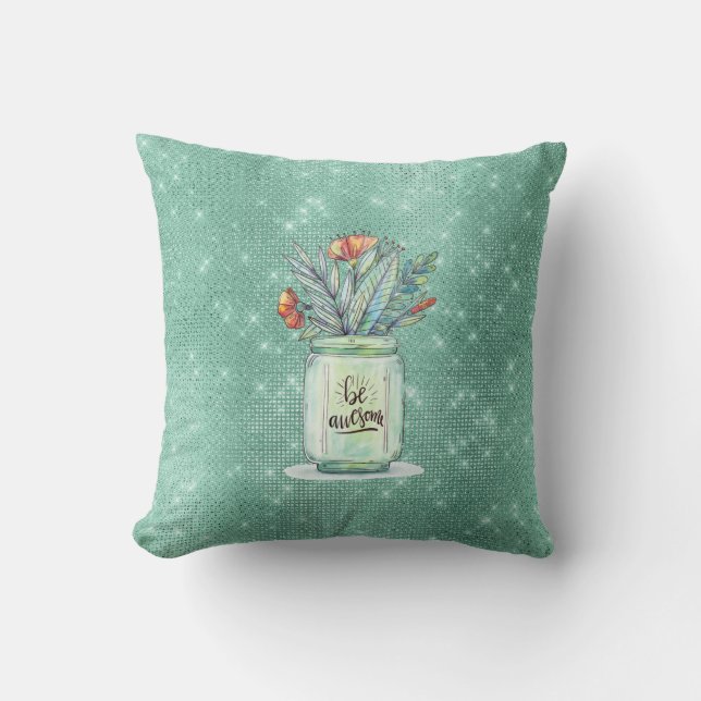 Coussin Pot Mason Jar Awesome (Recto)
