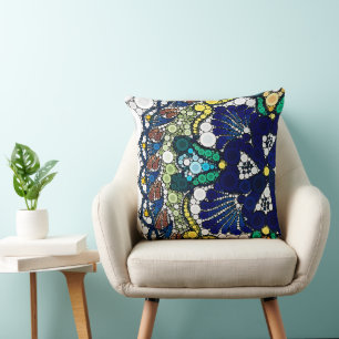 Coussin poterie talavera colorée photo art mexicain bleu 