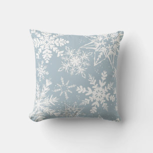 Coussin Poudre Blue Winter Wonderland Snowflake Motif