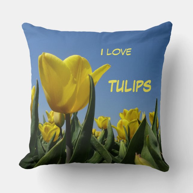 Coussin Poudre De Champ De Tulipes Jaunes. Pilote de lance (Recto)