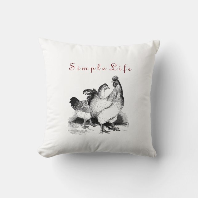 Coussin Poule de coq carreau 16" de les deux côtés x 16" (Recto)