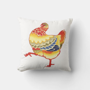 Coussin Poulet coloré de la ferme de style vintage