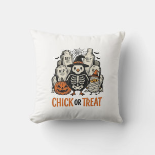 Coussin Poulet drôle ou traiter Graphique de poulet Hallow