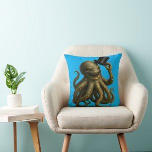 Coussin Poulpe avec haut-de-forme, art nautique fantaisist