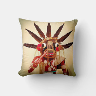 Coussin Poupée Kachina Statue en bois amérindien audacieus