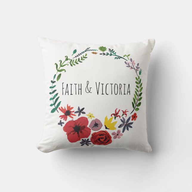 Coussin pour aquarelle floral personnalisable (Recto)
