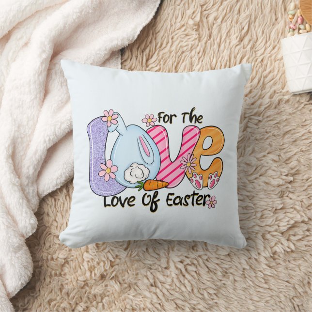Coussin Pour l'Amour de Pâques - Mignons lapins et oeufs (Couverture)