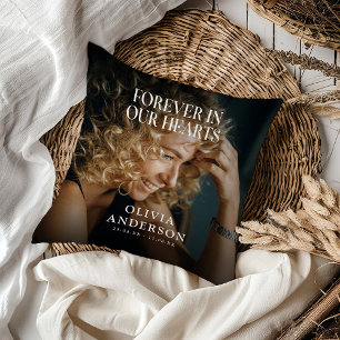 Coussin Pour toujours dans nos coeurs Grave Photo Hommage 