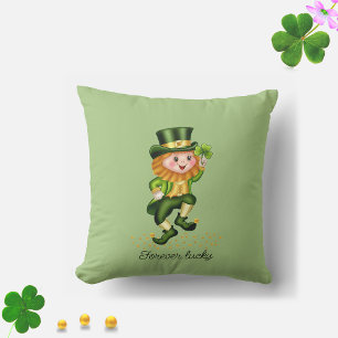 Coussin Pour toujours Lucky Green Gnome & Clover sur Light