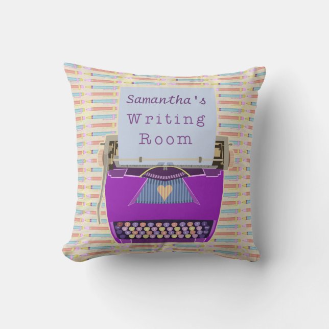 Coussin Pourpre de pièce d'écriture d'auteur personnalisé (Recto)