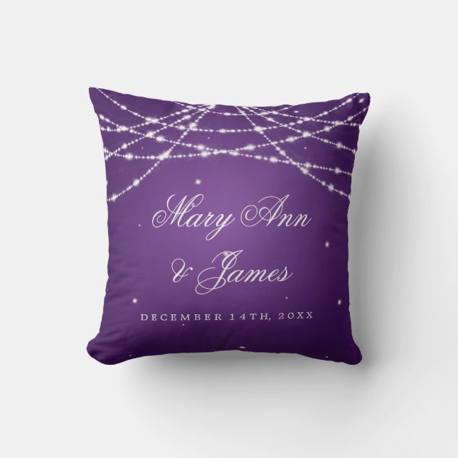 Coussin Pourpre de scintillement de ficelle de faveur (Recto)
