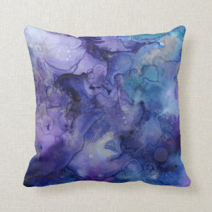 Coussin pourpre et bleu d'aquarelle