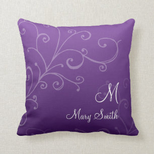 Coussin Pourpre fait sur commande de monogramme de remous