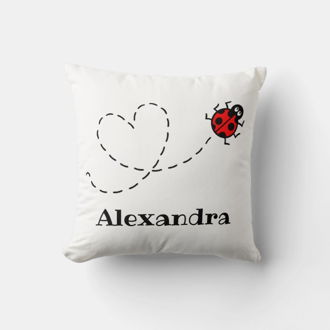 Coussin Poushion Motif de coeur Ladybird personnalisé (Recto)