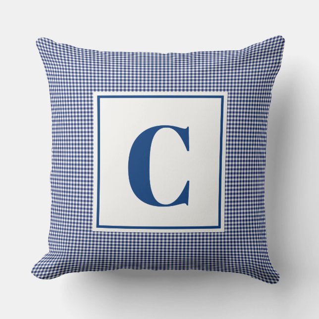 Coussin Poussin Monogramme - Pouponnière Bleu Vérifié (Recto)