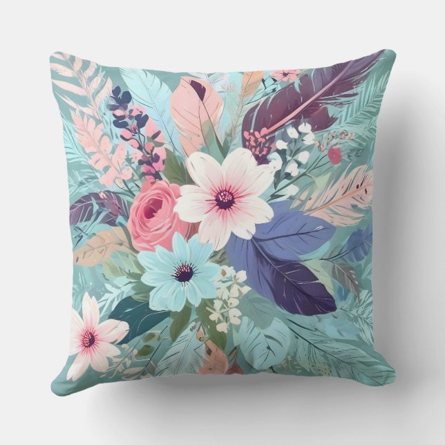 Coussin Powder Blue Blossom (Verso)