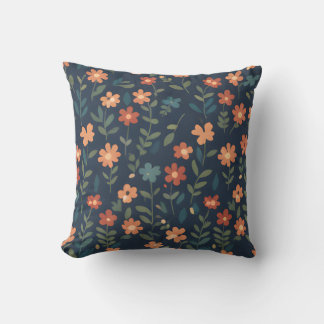 Coussin Prairie de Fleurs Sauvages de Minuit