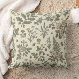 Coussin Prairie et Brins de Forêt Botaniques Vintage