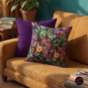 Coussin Prairie Florale Rose Île