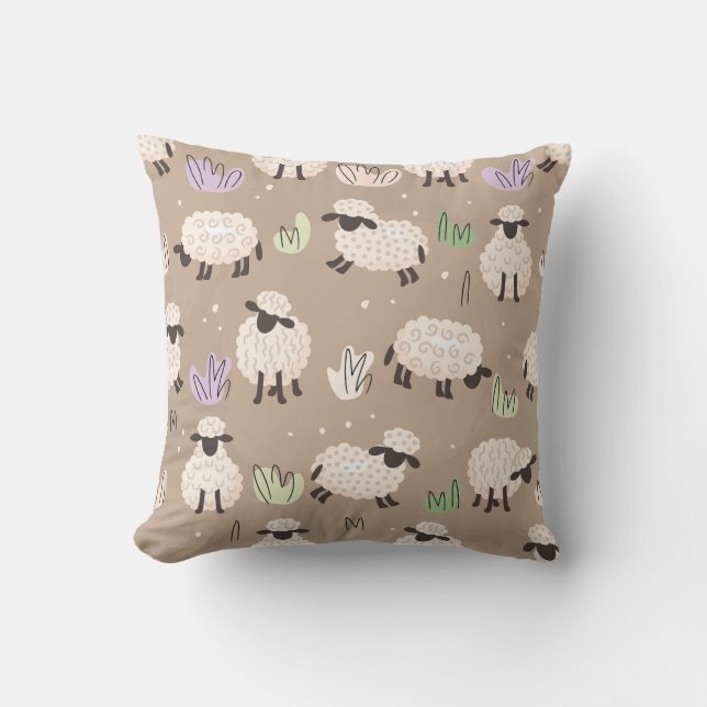 Coussin Prairie Mouton Fantaisiste (Recto)