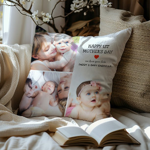 Coussin Premier cadeau de la fête des mères   Collage phot
