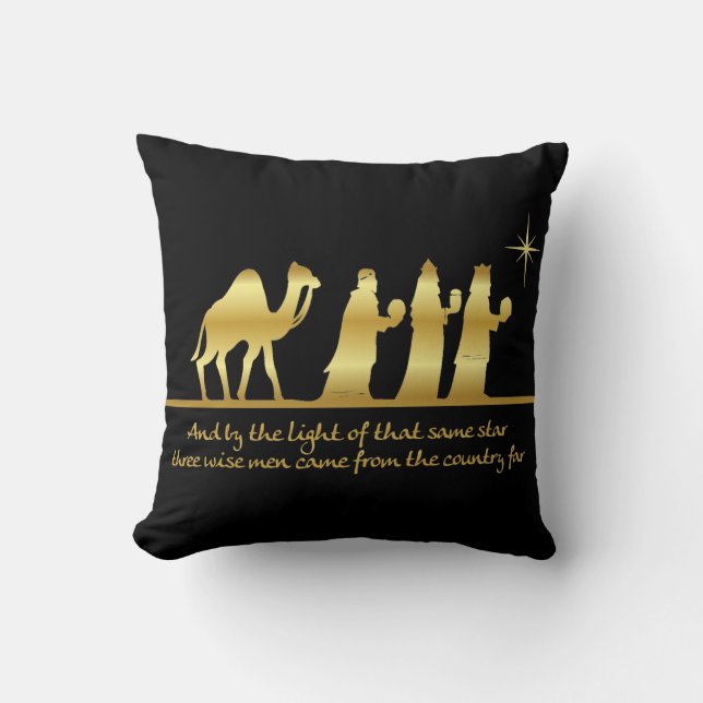 Coussin Premier carreau de vacances de Noel de 3 sages (Recto)