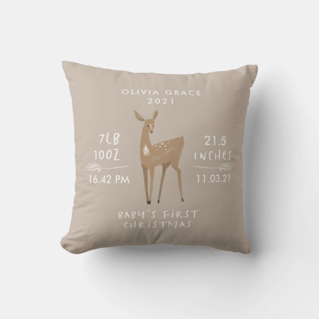 Coussin Premier Noël 1 photo bébé détails cerf Céramique (Recto)
