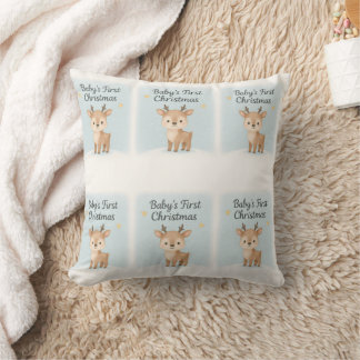 Coussin Premier Noël de bébé rennes décoration de pépinièr
